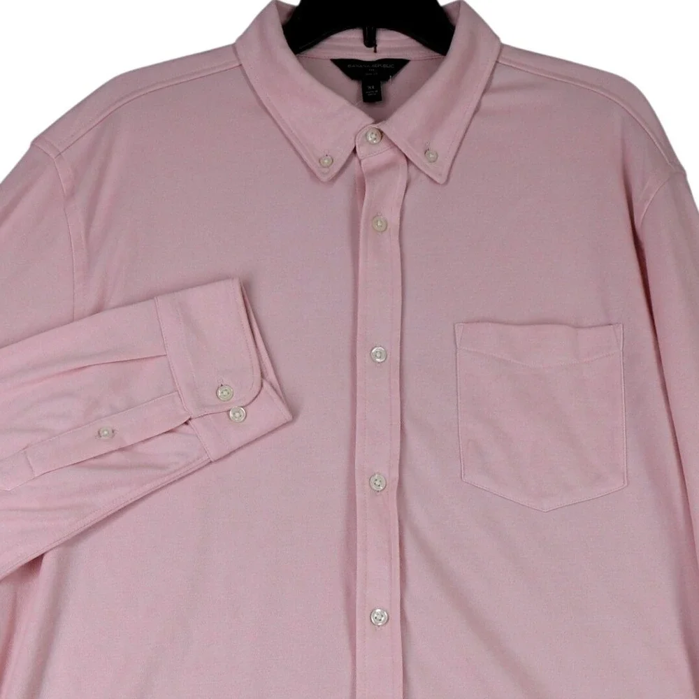 Banana Republic Button Down Shirt Mens XL Pink Slim Fit Pique Office Wear